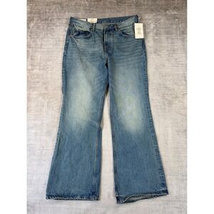 H&M Bootcut Jeans Men 36x32 Blue Light Wash High Waist Recycled Cotton Flare NWT